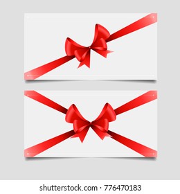 Christmas gift cards with red bow template