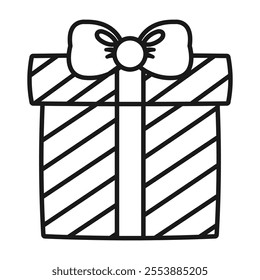 Christmas gift. Coloring page. Vector illustration.
