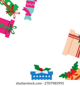 Marco de esquina de regalo de Navidad Festiva Present Border