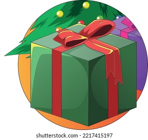 Decoración de regalo de Navidad dentro del círculo
