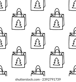 Weihnachtsgeschenkdoodvektor, nahtloses Muster auf weißem Hintergrund