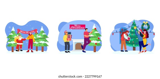 Christmas Gift Festivity Flat Bundle Design