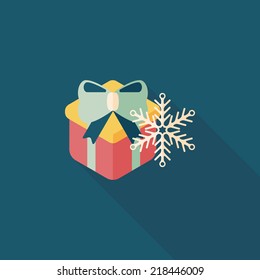 Christmas gift flat icon with long shadow,eps10