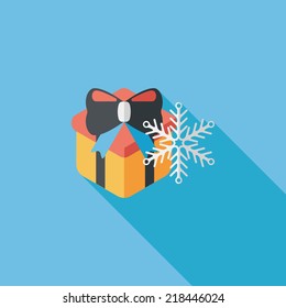 Christmas gift flat icon with long shadow,eps10