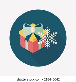 Christmas gift flat icon with long shadow,eps10