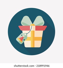 Christmas gift flat icon with long shadow,eps10