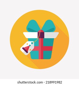 Christmas gift flat icon with long shadow,eps10
