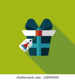 Christmas gift flat icon with long shadow,eps10