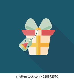 Christmas gift flat icon with long shadow,eps10