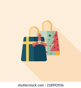 Christmas gift flat icon with long shadow,eps10
