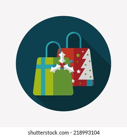Christmas gift flat icon with long shadow,eps10