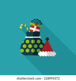 Christmas gift flat icon with long shadow, eps10