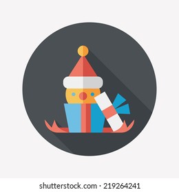 Christmas gift flat icon with long shadow,eps10