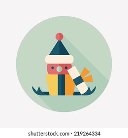 Christmas gift flat icon with long shadow,eps10