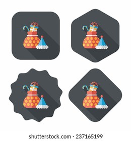 Christmas gift flat icon with long shadow, eps10