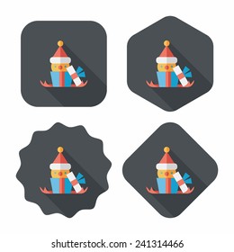 Christmas gift flat icon with long shadow,eps10