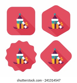 Christmas gift flat icon with long shadow,eps10
