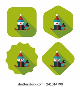 Christmas gift flat icon with long shadow,eps10