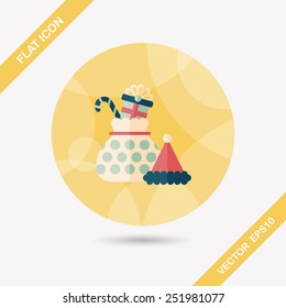 Christmas gift flat icon with long shadow, eps10