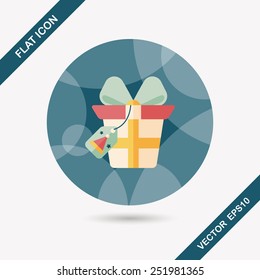 Christmas gift flat icon with long shadow,eps10