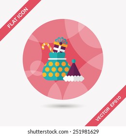 Christmas gift flat icon with long shadow, eps10