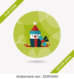 Christmas gift flat icon with long shadow,eps10