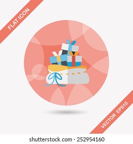 Christmas gift flat icon with long shadow,eps10