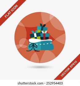 Christmas gift flat icon with long shadow,eps10