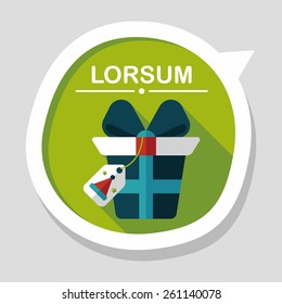 Christmas gift flat icon with long shadow,eps10