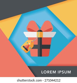 Christmas gift flat icon with long shadow,eps10