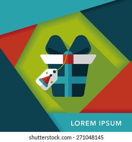 Christmas gift flat icon with long shadow,eps10