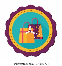 Christmas gift flat icon with long shadow,eps10