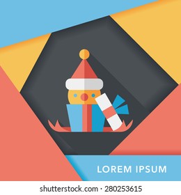 Christmas gift flat icon with long shadow,eps10
