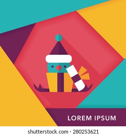 Christmas gift flat icon with long shadow,eps10