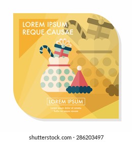 Christmas gift flat icon with long shadow, eps10