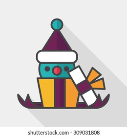 Christmas gift flat icon with long shadow,eps10