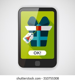 Christmas gift flat icon with long shadow,eps10