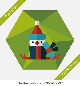 Christmas gift flat icon with long shadow,eps10