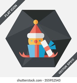 Christmas gift flat icon with long shadow,eps10