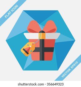 Christmas gift flat icon with long shadow,eps10