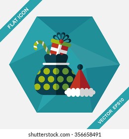 Christmas gift flat icon with long shadow, eps10