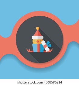 Christmas gift flat icon with long shadow,eps10