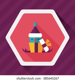 Christmas gift flat icon with long shadow,eps10