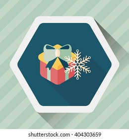 Christmas gift flat icon with long shadow,eps10