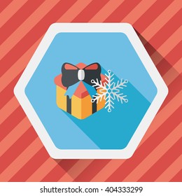 Christmas gift flat icon with long shadow,eps10