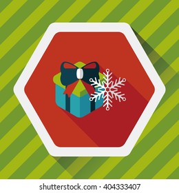Christmas gift flat icon with long shadow,eps10
