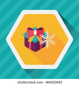 Christmas gift flat icon with long shadow,eps10