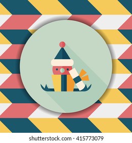 Christmas gift flat icon with long shadow,eps10