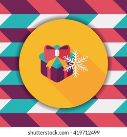 Christmas gift flat icon with long shadow,eps10