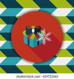 Christmas gift flat icon with long shadow,eps10